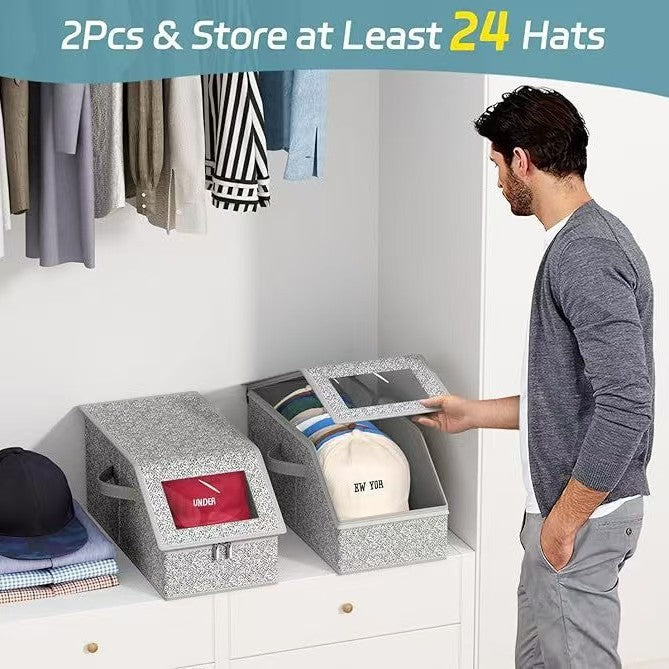 Zippered Hat Storage Box with Window