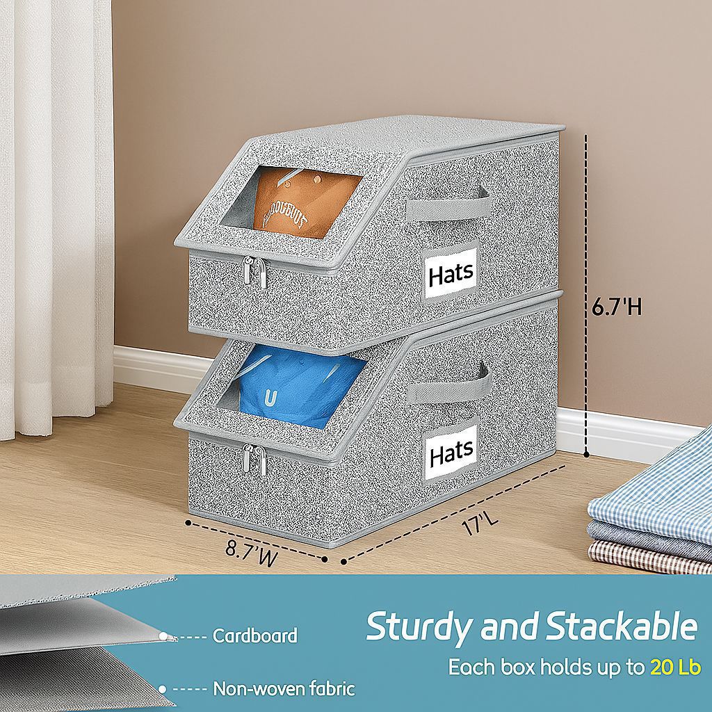 Zippered Hat Storage Box with Window